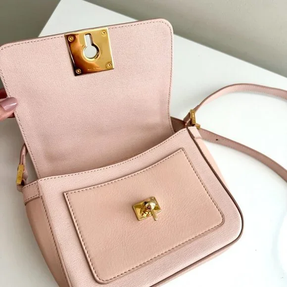 FENDI Light Pink Leather Shoulder Crossbody Bag